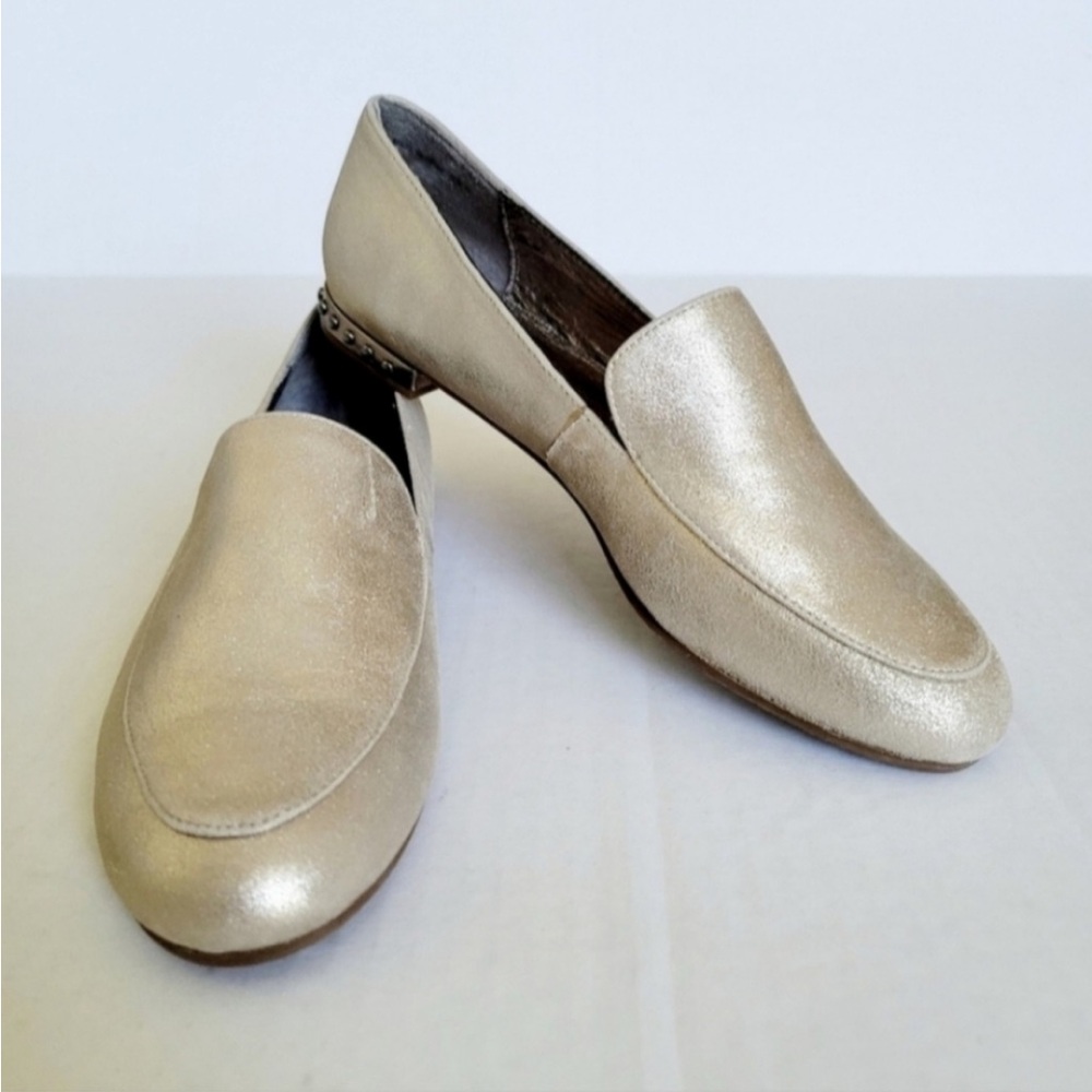 Adrianna Papell Metallic Gold Leather Loafers
